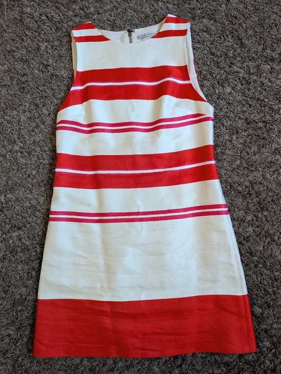 Alice + Olivia Dresses & Skirts - Alice + Olivia White Dress with Red & Pink Stripes